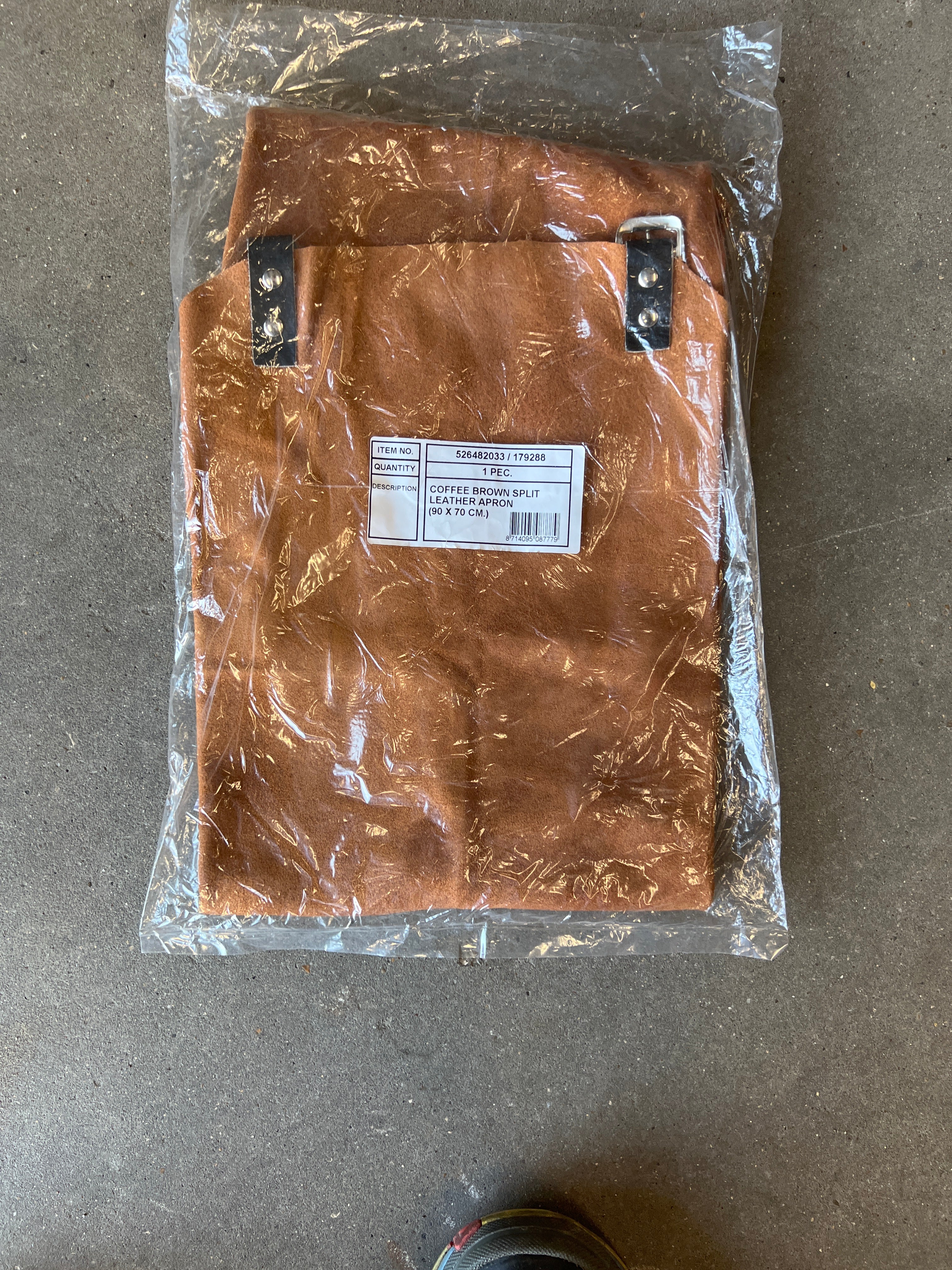 Weldsafe lasschort koffiebruin splitleer 90x70cm - Image 2